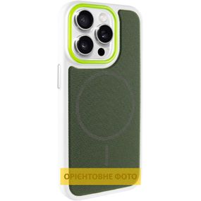 Чохол PC Textile Hybrid with Magnetic Fit для Apple iPhone 15 Pro (6.1") White / Green