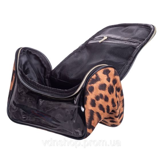 Набір велюрових жіночих косметичок для дому 2 (шт) дорожня косметичка в сумку для косметики, макіяжу, ліків, пензлів Леопард | Зображення 2