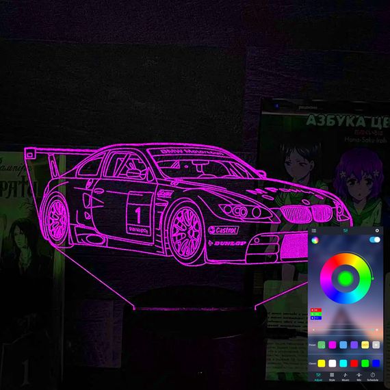 Акриловый светильник-ночник управление с телефона BMW M3 GT2 суперкар tty-n002234