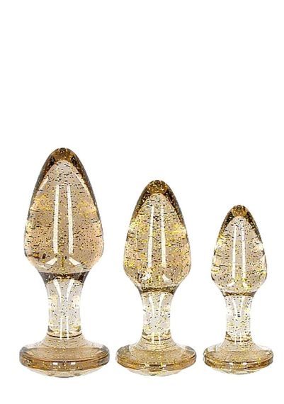 Набір анальних пробок - Ouch! Acrylic Golden Glitter Butt Plug Set Sex Aura