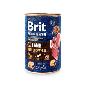 Вологий корм з ягнятком та гречкою для дорослих собак Brit Premium Lamb and Buckwheat, 400 гр