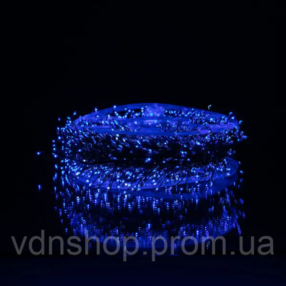 Новорічна гірлянда кімнатна роса Хвойна лапа 50 м  1500 LED зелений провід Синє сяйво D1500L50MGBL | Зображення 2