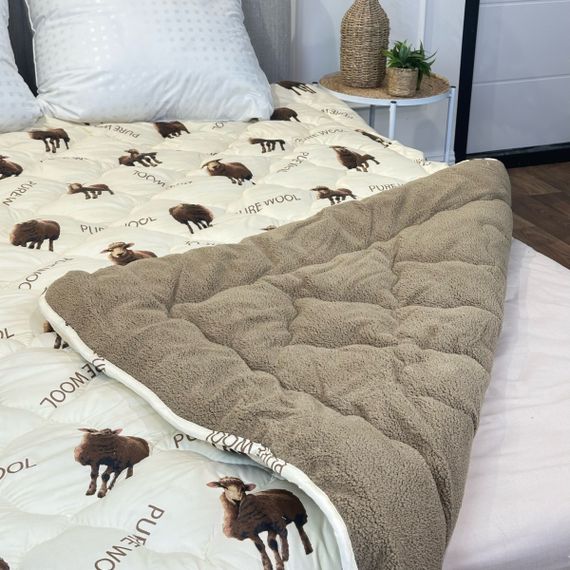 Ковдра двоспальна відкрита двостороння з вовни Arda Pure Wool 21440 175х215 см капучино