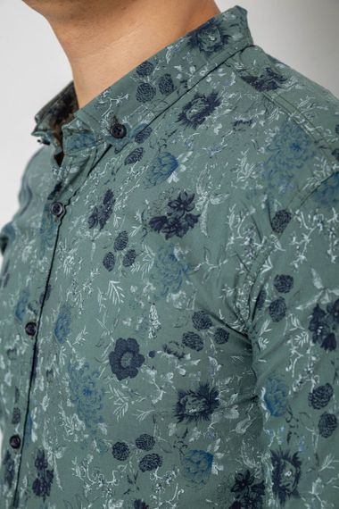 Рубашка мужская с принтом, цвет оливковый, 214R812 | Зображення 4