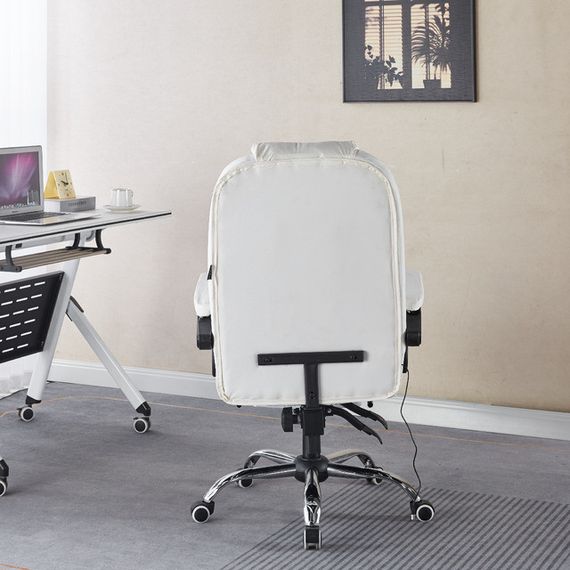 Крісло офісне з масажем та підставкою для ніг Bonro Бонро B-6071 біле (42412121) | Зображення 3