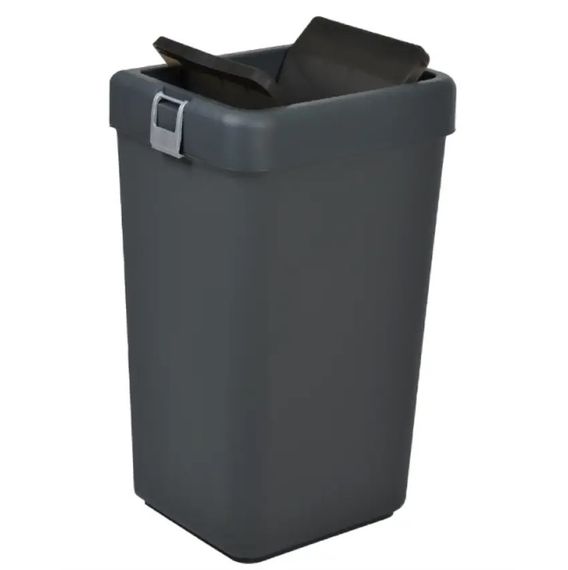 Відро для сміття Motek на 40 л з поворотною кришкою 35х28х59 см Антрацит (COB-412) | Зображення 1