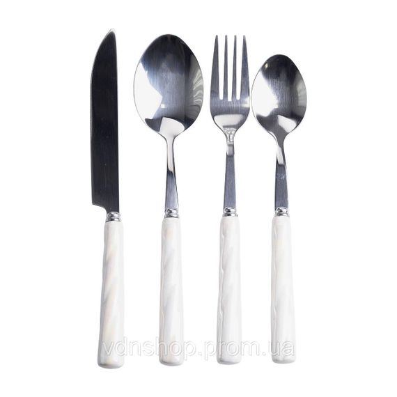 Набор столовых приборов на подставке 24 предмета столовый набор на 6 персон Белый с серебром HP-20-50 | Зображення 3