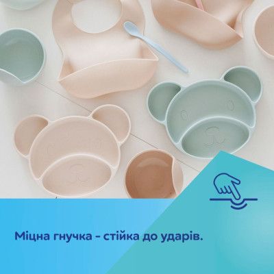 Тарілка дитяча Canpol babies Ведмедик силіконова на присосці з трьома відділами, зелена (51/401_gre) | Зображення 6