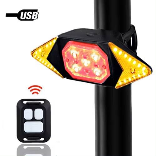 Велоліхтар з поворотами LY-6700 (red+yellow+blue) з акумулятором + пульт управління | Зображення 1