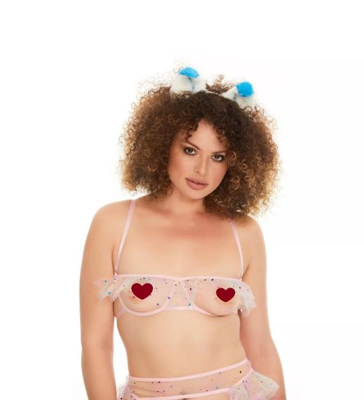 Хутряні вушка собаки, Яскраво-блакитний з білим OKOVA Sex Aura