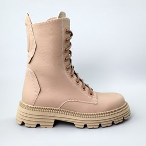 Черевики жіночі шкіряні хутро 590955 Бежеві 36 37 38 39 40