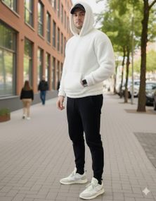 Худі чоловічі зимове "Затишне тепло в кожному дотику" AleX  Н-0006 Білий, 44-46