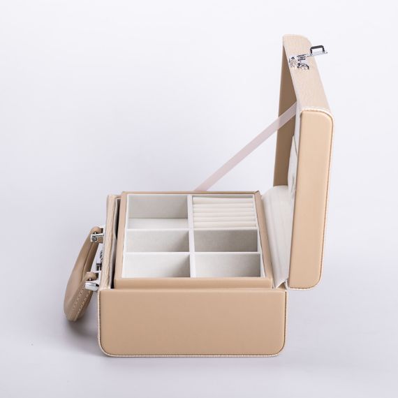 Шкатулка для украшений из эко кожи 2 яруса с кодовым замком органайзер для ювелирных изделий | Зображення 3