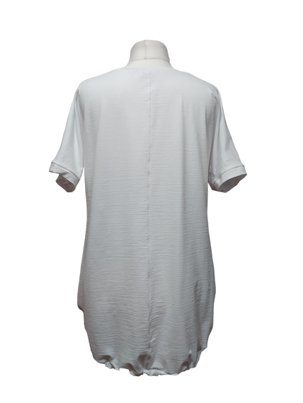 Туніка жіноча бохо літня трикотажна сорочка блуза довга білий 66 | Зображення 4
