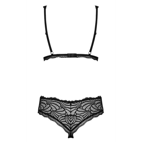 Комплект мережива Obsessive Sweetia з абстрактним візерунком, чорний, S/M | Зображення 3