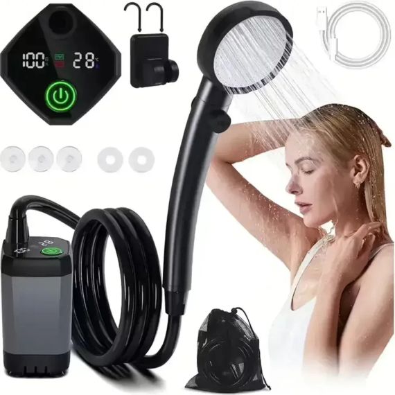 Портативний душ із насосом на акумуляторі MaxFlow 6000 mA із зарядкою від USB, Душ похідний | Зображення 2