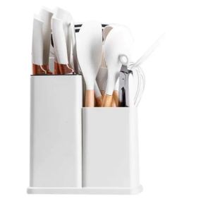 Набір кухонного приладдя на підставці 19шт кухонні ножі Білий