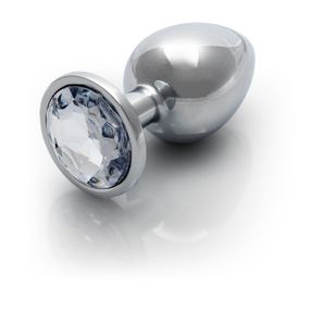 Металлическая анальная пробка Round Gem, размер M, серебристо-белый цвет Ouch! (Нидерланды) Sex Aura