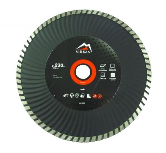 Диск алмазний Vulkan ZY-F230 230*22,23 мм турбо-хвиля 5488