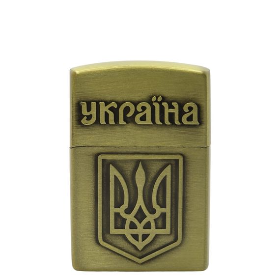 Газова Запальничка З Відкидною Кришкою Золотиста Україна | Зображення 3