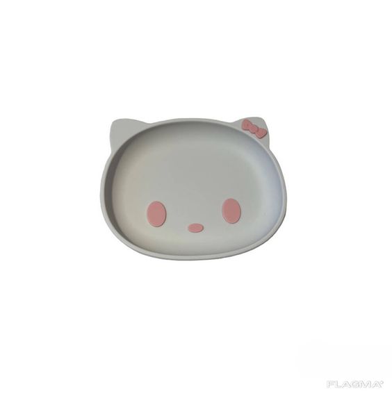 Детский силиконовый набор посуды для кормления Hello Kitty (розовый бант) 6 предметов | Зображення 4