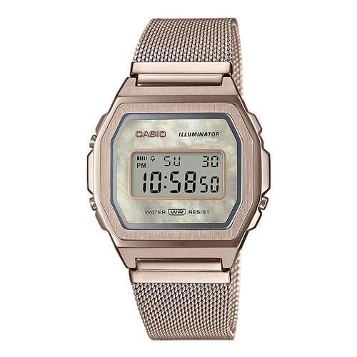 Женские электронные наручные часы Casio оригинал Япония Collection A1000MCG-9EF со стальным браслетом