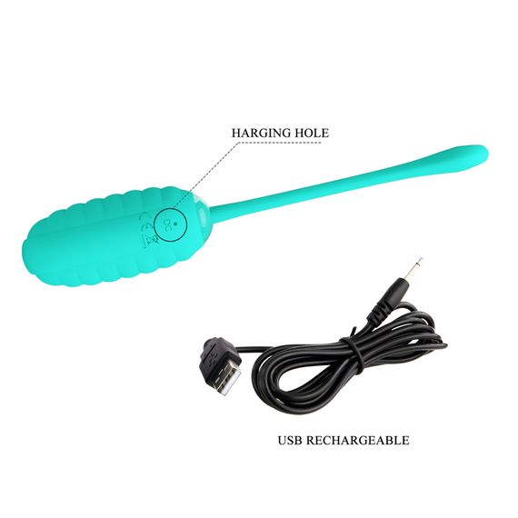 Віброяйце Pretty Love Kirk Super Soft Silicone, бірюзове | Зображення 4