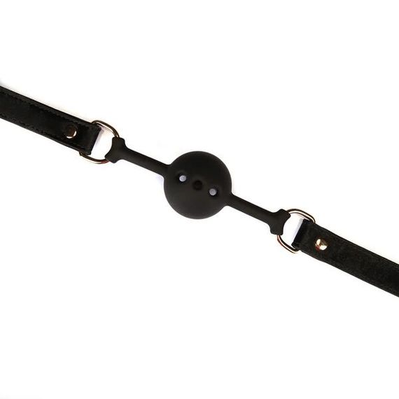 Повітропроникний кляп Liebe Seele Boudoir Amor Ball Gag Black, силіконова кулька, діаметр 4,3 см | Зображення 3