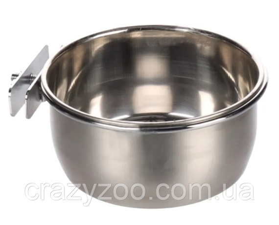 Годівниця для гризунів та птахів Flamingo Feeding Bowl With Nut навісна з гайкою 580 мл 13 см Сріблястий 5415245007809 | Зображення 1