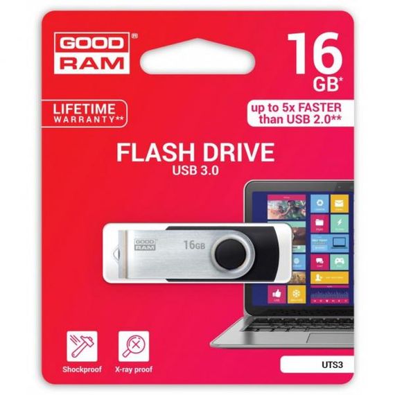 USB флеш накопичувач Goodram 16GB Twister Black USB 3.0 (UTS3-0160K0R11) | Зображення 2