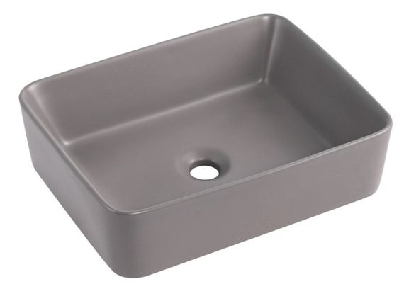 Раковина накладна Qtap Tern Stone grey, прямокутна, з донним клапаном QT17116069SG