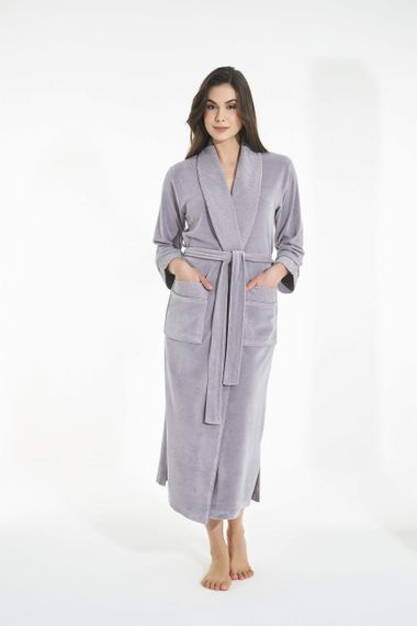 Жіночий велюровий халат Nusa 0503 лавандовий 3XL