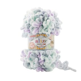 Пряжа Alize Puffy FINE Color 6466 фантазійна нитка плюшева