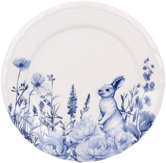 Тарілки порцелянові "Blue Bunny" 22см, набір 6 обідніх тарілок