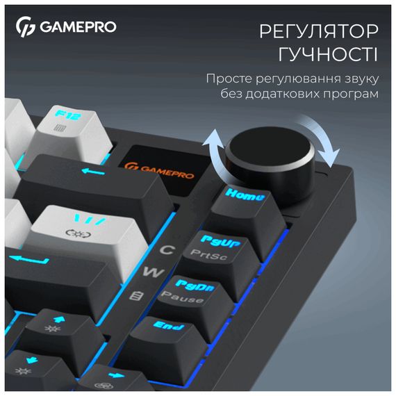 Клавіатура GamePro Asgard Valhalla Pro MK160B-D-Pro Rainy Switch Wireless/Bluetooth/USB UA Black (MK160B-D-Pro) | Зображення 3