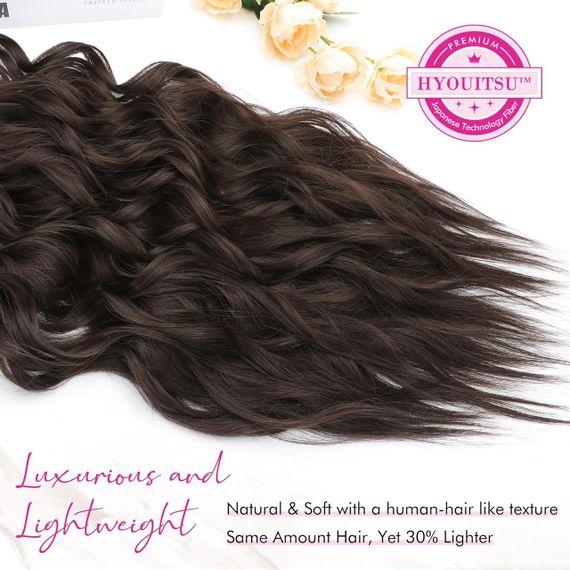 Накладне волосся пасма на кліпсах 60 см, 4 шт, довге хвилясте шоколадно-коричневе мʼяке, треси для нарощення обʼєму | Зображення 2