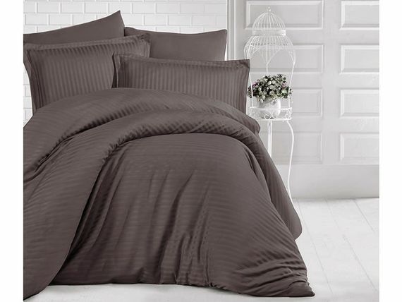 Постільна білизна Clasy Stripe Satin 200х220 Kahve