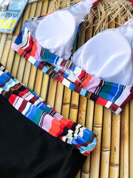 Роздільний яскравий купальник Plus Size знімними чашками та високими плавками | Зображення 4
