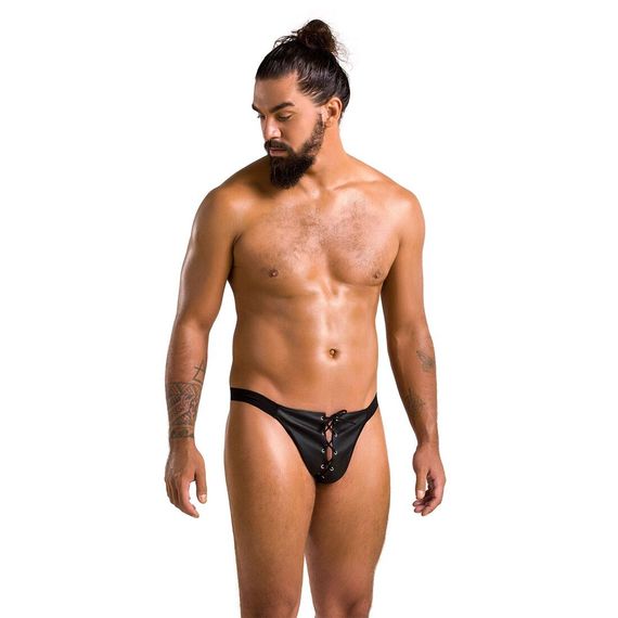 Чоловічі сліпи на шнурівці Passion 044 SLIP BEN L/XL Black, екошкіра, люверси | Зображення 2