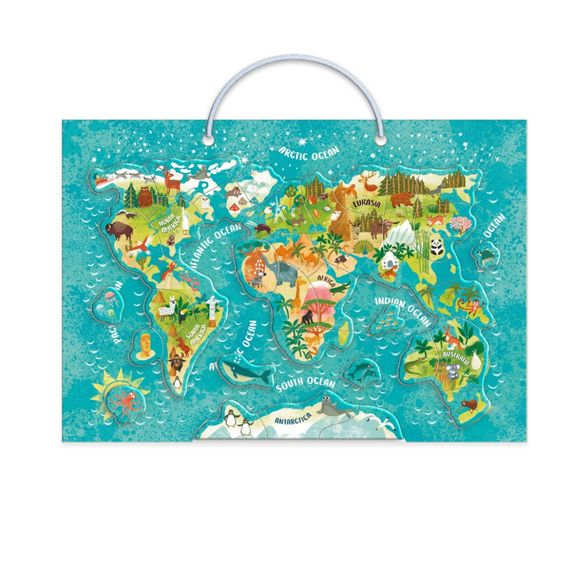 Дитяча магнітна мапа світу тварини 200267, 36 елементів | Зображення 4