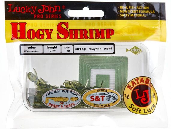 Виброхвосты съедобные искусственные LJ Лаки Джон Pro Series HOGY SHRIMP 2,2in (05.60)/PA01 10 шт в упаковке. | Зображення 1