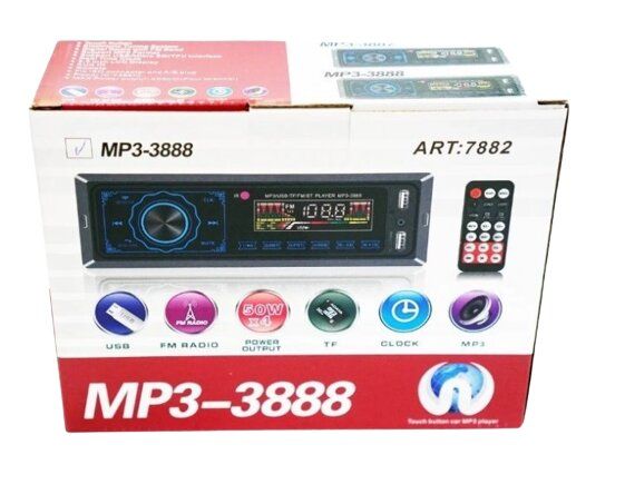 Автомагнітола MP3 3888 ISO 1DIN FM тюнер 4х50W сенсорний дисплей чорний (7882_510) | Зображення 2