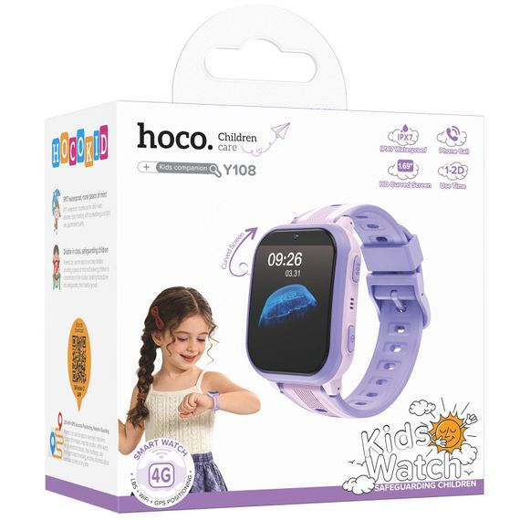 Детские cмарт-часы Hoco Y108 4G with call function Purple | Зображення 2