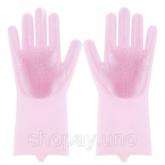 Силіконові рукавички Magic Silicone Gloves Pink для прибирання чистки миття посуду для будинку. Колір рожевий FD-83 | Зображення 6