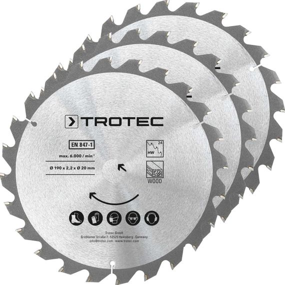 Диск пиляльний Trotec 190х20х2,2 HW24 Wood (3 шт) (6215001330)