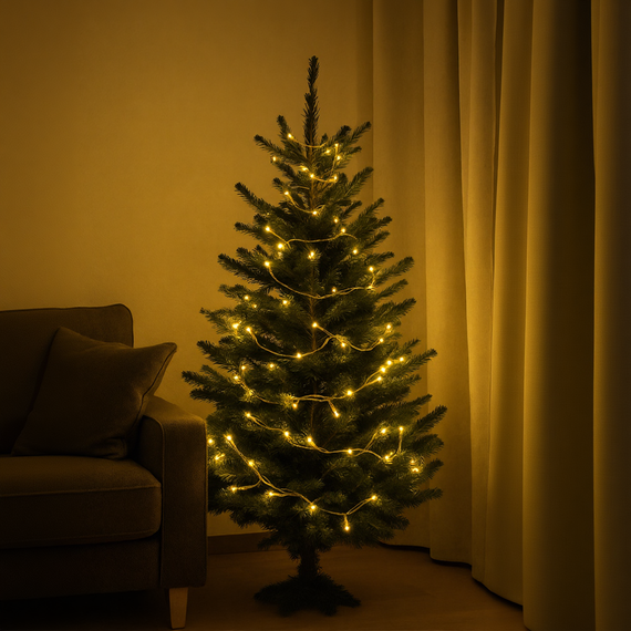 Новорічна гірлянда кімнатна нитка 10 м 120 LED кімнатна гірлянда білий провід Жовте світло W120LED10MWY | Зображення 1