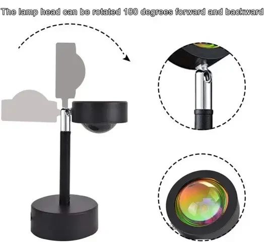 Проекционный светильник Sunset Lamp USB с эффектом заката, рассвета Q07 | Зображення 3