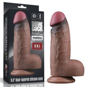 Фалоімітатор - Dual-Layered Silicone Cock XXL 9.5" Brown Sex Aura