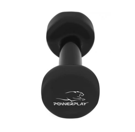 Гантелі вінілові PowerPlay 2 * 1 кг PP_4121 Чорні 2 шт + Гумка для фітнесу 7,5 кг (PP_4121_2*1kg) | Зображення 1