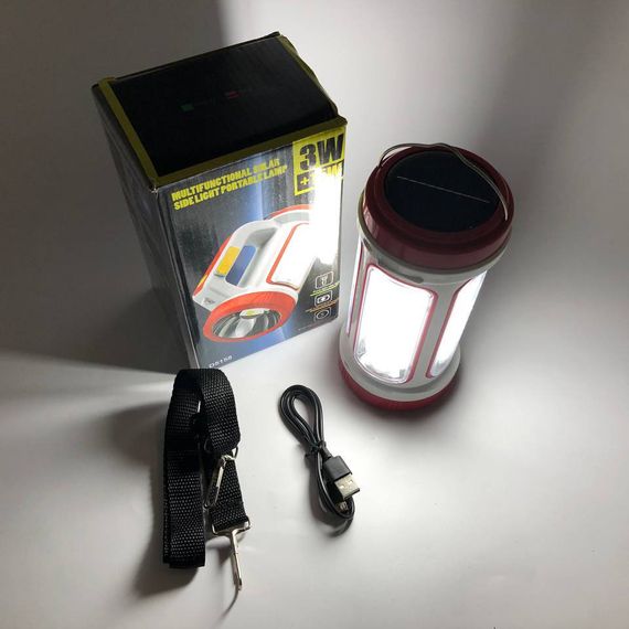 Ліхтар кемпінговий з сонячною панеллю 5158-LED-COB power bank, кемпінговий ліхтар-лампа. Колір: червоний | Зображення 2